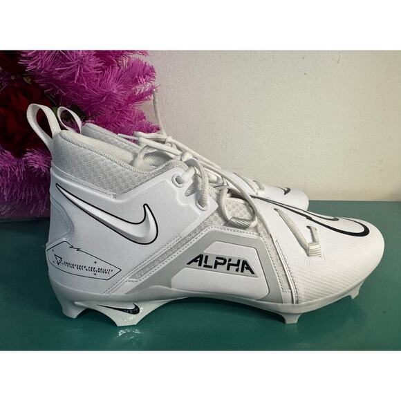 Nike Alpha Menace Pro 3 Mid Football Cleats Size 18 White/Blue CT6649-101 - Picture 3 of 5
